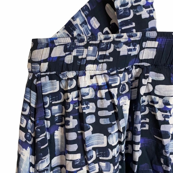 Samantha Leibowitz Blue White Geometric Suspender Skirt Plus Size XXL - Picture 8 of 13